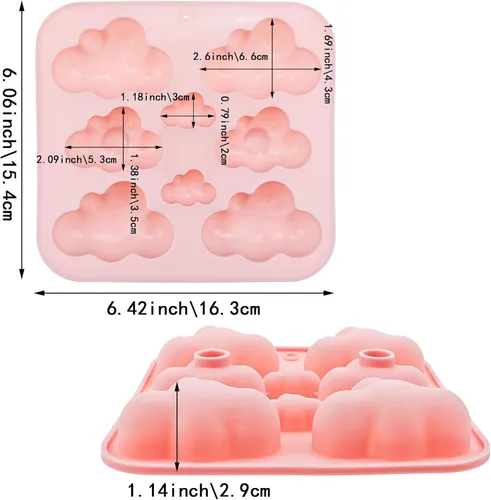 Vista 5 de Paquete de 2 moldes de silicona con forma de nube, bandeja, molde de chocolate en forma de nube, molde de fondant 3D para pasteles, alimentos