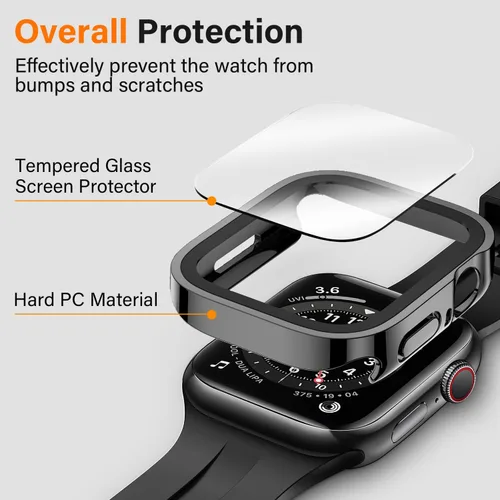 Vista 2 de Amizee Paquete de 2 fundas compatibles con Apple Watch de 1.575 pulgadas Series 6/5/4/SE con protector de pantalla integrado, carcasa rígida