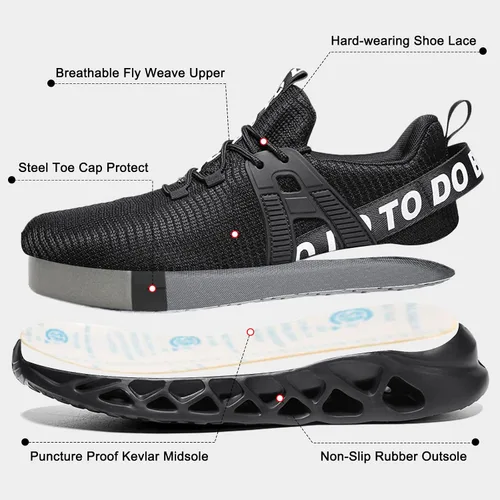 Vista 2 de Zapatos de punta de acero para hombres zapatos de trabajo indestructibles de seguridad para hombres zapatos ligeros a prueba de pinchazos