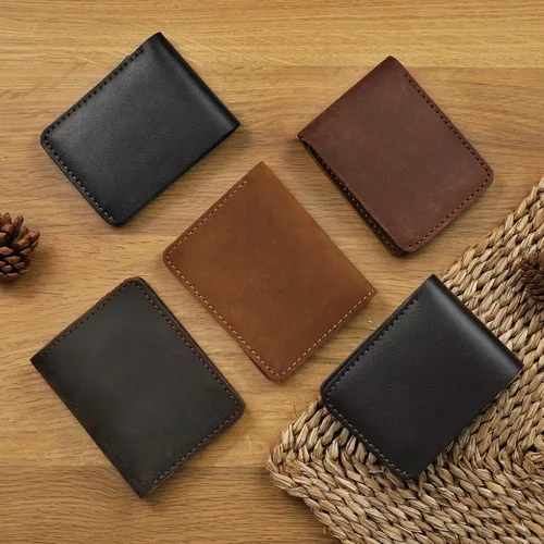 Vista 8 de HATA Black Cowhide Full Grain Leather Bifold Wallet For Men With RFID Blocking Minimalist Front Pocket Security Passcase And Durable Extra Capacity