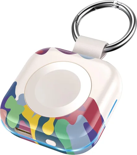 Vista 9 de HUOTO - Cargador portátil para Apple Watch, cargador magnético inalámbrico para iWatch de 1200 mAh, batería externa para viajes, llavero