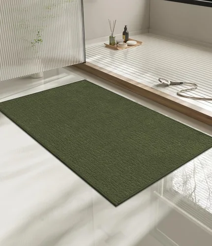 Vista 74 de Chakme Juego de 2 alfombras de baño ultrafinas, absorbentes, antideslizantes, lavables a máquina, color negro, 17 x 24 pulgadas / 17 x 30 pulgadas