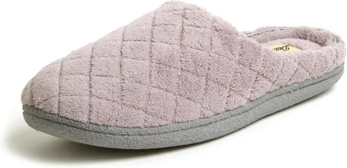 Vista 15 de Dearfoams - Pantuflas de espuma viscoelástica para mujer Leslie Terry con anchos amplios para interiores Paradise Pink Terry
