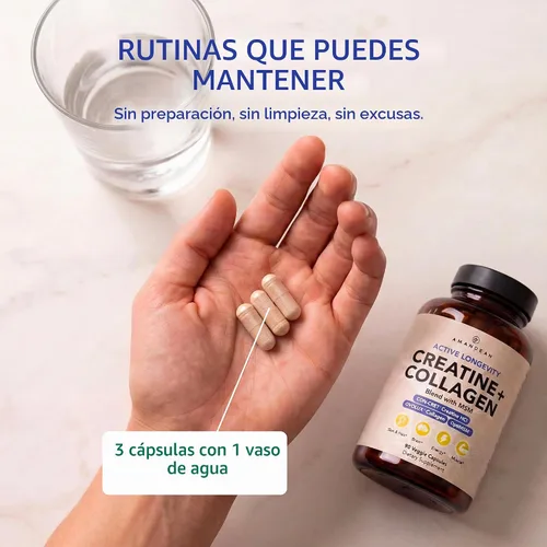 Vista 7 de AMANDEAN Creatina HCl + colágeno + cápsulas MSM, CON-CRET y OptiMSM, 90