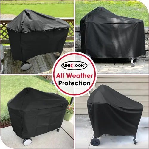 Vista 5 de Unicook Funda para parrilla compatible con parrillas Weber Performer Deluxe de 22 pulgadas, cubierta de barbacoa para exterior, resistente al agua
