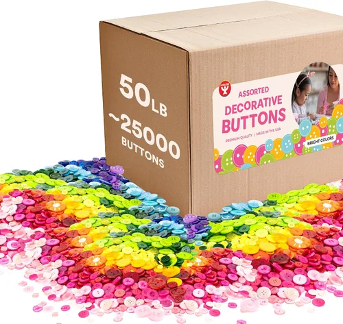 Vista 20 de 500 botones surtidos (aproximadamente) para manualidades – Contenedor a granel de 1 libra – Botones pequeños y grandes para coser, camisas, ropa