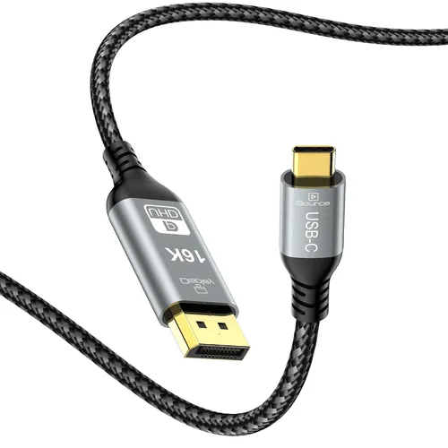 Vista 9 de Cable USB C a DisplayPort 2.1, 16K @30Hz 8K a 120Hz 4K @240Hz, cable Thunderbolt 5 a DP, 40Gbps, tipo C compatible con MacBook Pro M4, M3, iPhone 16
