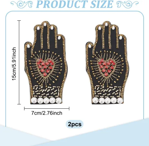 Vista 2 de INFUNLY Parches de diamantes de imitación con cuentas de corazón a mano, parches bordados para coser en parches de corazón de cristal para ropa