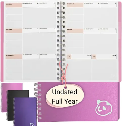 Vista 13 de Panda Planner Agenda diaria sin fecha 2026, 5.75 x 8.25 pulgadas, gris 90-Day Spiral Academic, Productivity Planner, Hourly Schedule, To-Do List