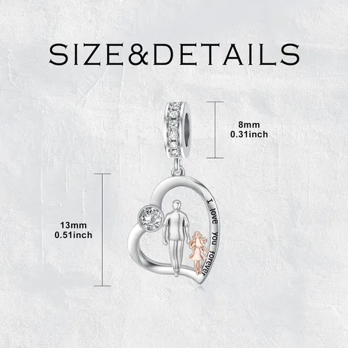 Vista 104 de PROESS Dije para padre, madre e hija, pulsera de plata de ley para pulseras, regalos de cumpleaños, día de San Valentín, para hija, madre, amante