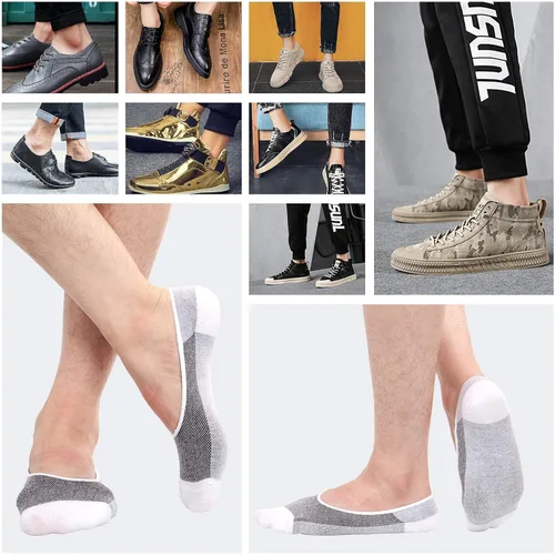 Vista 4 de ADFOLF Paquete de 9 calcetines invisibles para hombre, casuales, de corte bajo, finos, antideslizantes, forros para barco