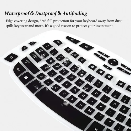 Vista 4 de Logitech MK570 MK570 MK550 MK550 Wireless Wave Keyboard - Funda para teclado Logitech MK570 de silicona ultrafina, color negro