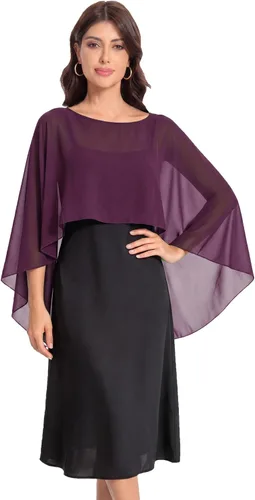 Vista 8 de Baoqiya Women's Shawls and Wraps for Evening Dresses Chiffon Cape verde ( Bean Green )