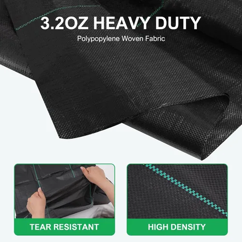 Vista 3 de Tela de barrera de malezas de 3 pies x 50 pies – 3.2 oz Premium Heavy Duty Weed Block cubierta del suelo con 20 clavijas de seguridad en forma de U