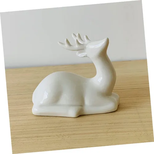 Vista 9 de Estatuilla de decoración de escritorio de cerámica, pareja, estatua de ciervo, mini oficina, tienda, habitación, adorno para el hogar, escultura