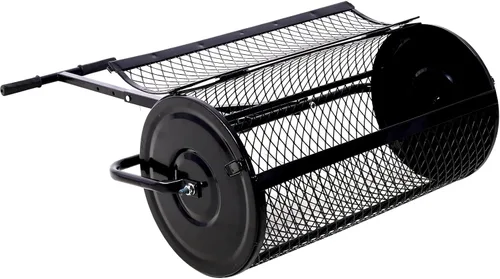 Vista 4 de Esparcidor de compost, rodillo esparcidor de estiércol de turba de 24 pulgadas con mango ajustable en forma de T, esparcidor de malla metálica