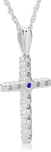 Vista 3 de ARAIYA FINE JEWELRY Colgante de cruz de diamante o plata de 14 quilates con cadena de cuerda de plata de ley (14 cttw, color I-J, claridad I2-I3)