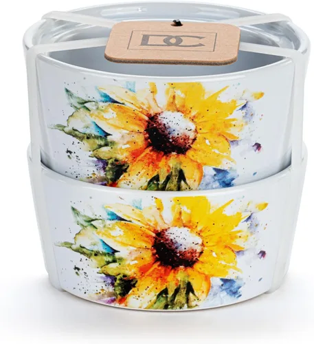 Vista 3 de DEMDACO Dean Crouser - Juego de 2 moldes de cerámica para hornear de 8 onzas con diseño de girasol, multicolor