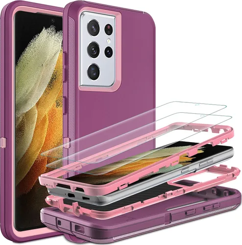 Vista 8 de Funda para S21 Ultra, funda para Samsung Galaxy S21 Ultra con protector de pantalla de TPU flexible autorreparable (paquete de 2), funda de Azul