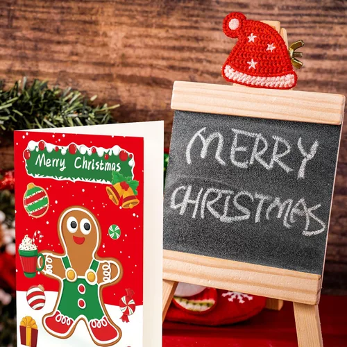 Vista 7 de Juego de tarjetas de Navidad de Fancy Land con sobres y calcomanías 18 piezas, kit de bricolaje para hacer tus propias tarjetas de Navidad