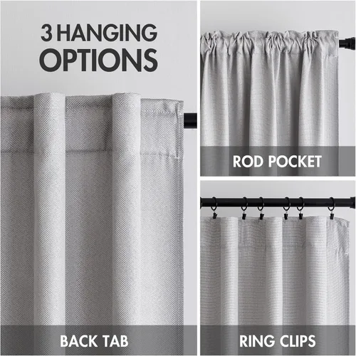 Vista 2 de MIULEE Cortinas con textura de lino de 90 pulgadas de largo, paneles de cortina para dormitorio/sala de estar, cortinas opacas con aislamiento
