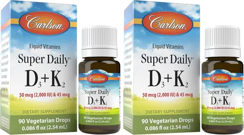Vista 8 de Carlson - Super Daily D3 + K2, 50 mcg D3 + 45 mcg MK-7, salud del corazón y los huesos, 90 gotas líquidas, 0.08 onzas líquidas