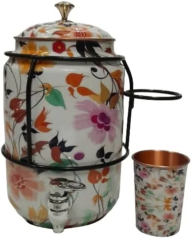 Vista 4 de Ornatate International - Enfriador de agua de 5 litros y vidrio con soporte para cocina, dispensador para el hogar, dispensador de agua de galón