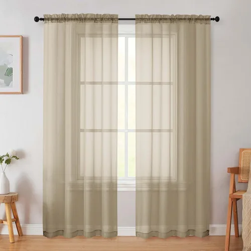 Vista 235 de 2 paneles de cortinas traslúcidas blancas para dormitorio, sala de estar, 96 pulgadas de largo, modernas, suaves, ligeras, con bolsillo para barra