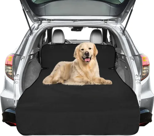 Vista 15 de Veckle SUV Cargo Liner para perros - Funda para maletero con protector de solapa para parachoques Waterproof Pet Cargo Cover with Side Flaps, Dog