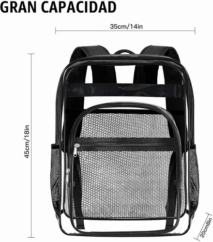 Vista 2 de Mochila transparente,Mochila transparente grande resistente de forma robusta,Mochilas casuales