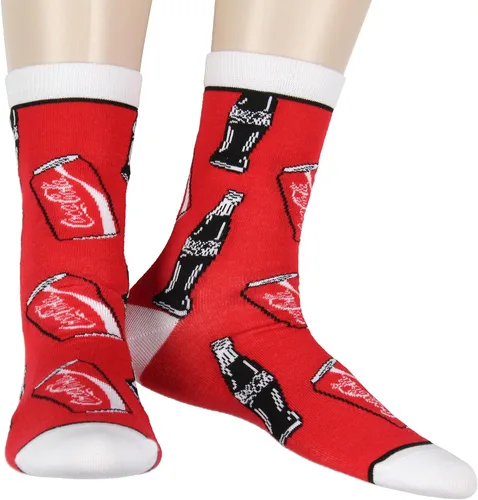 Vista 3 de Calcetines de Coca-Cola Coca-Cola Crew Botellas y Latas Soda Pop Drink Print 2 Pack