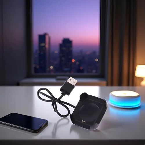 Vista 9 de Cable de carga negro para reloj inteligente HW22, cargador de reloj inteligente, magnético, soporte de muelle, cables adaptadores de cable USB