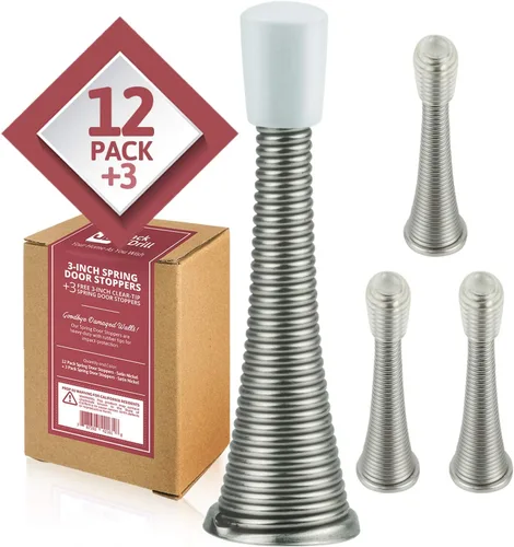 Vista 24 de Jack N' Drill - Tope de puerta de resorte (3 lb/) (paquete de 7) con 3 topes de puerta de bisagra Topes de puerta Flexi resistentes para la parte