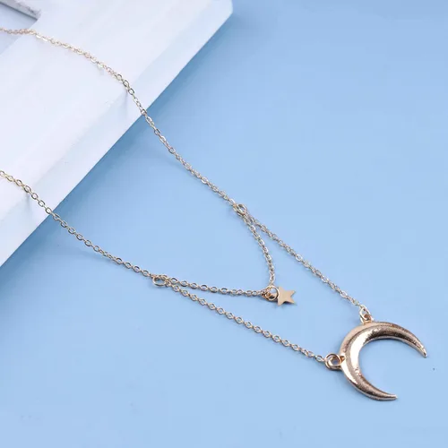 Vista 5 de YienDoo Gargantilla bohemia con diseño de estrella y luna creciente, octagrama, collar con colgante de estrella de diamantes de imitación