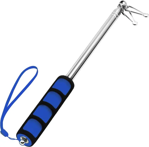 Vista 8 de ANLEY - Mástiles telescópicos portátiles de mano de 4 pies, bastón portátil con clips, acero inoxidable ligero extensible con agarre antideslizante
