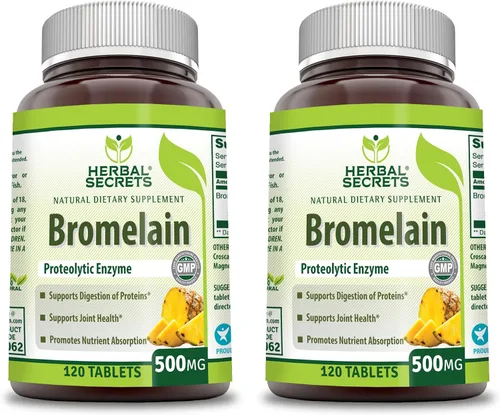 Vista 7 de Herbal Secrets Suplemento de bromelina de 500 mg en tabletas Sin OMG Sin gluten Fabricado en Estados Unidos (60 unidades)