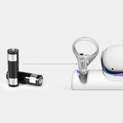 Vista 3 de Baterías AA recargables de 1800 mAh para Oculus Quest 2 Controller Battery Pack para base de carga, paquete de 2