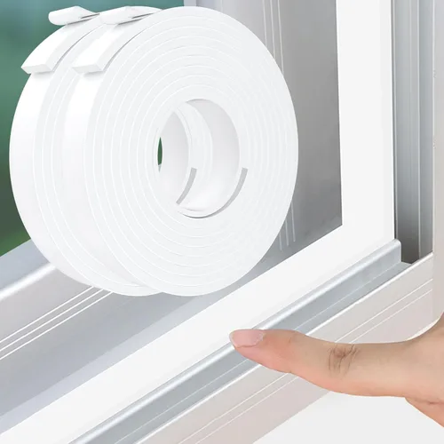 Vista 10 de Burlete Sello para Puerta Blanco, 1 Pulgada de Ancho X 1/4 Pulgada de Grosor, Sello de Ventana de Aire Acondicionado, Cinta de Espuma Autoadhesiva