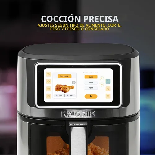 Vista 3 de Kalorik Freidora de aire Serie VIVID TOUCH de 5 cuartos de galón de capacidad con pantalla táctil de alta resolución, 202 ajustes preestablecidos