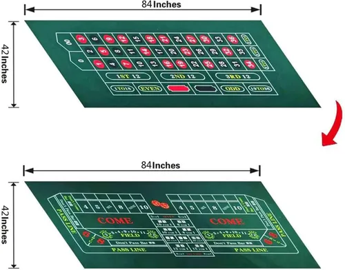 Vista 2 de BALIKEN - Tapete de mesa de ruleta de 84 x 42 pulgadas y dados de fieltro de grado profesional