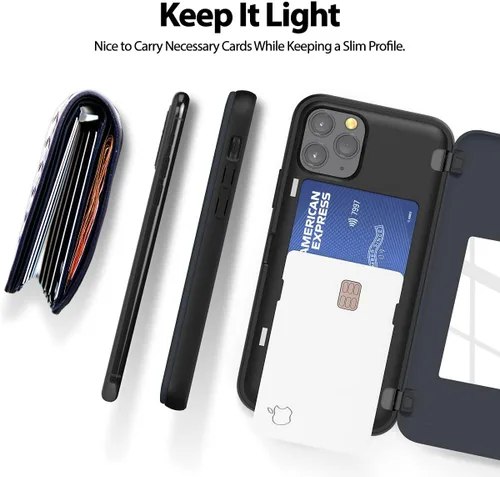 Vista 7 de GOOSPERY Parachoques magnético para puerta compatible con iPhone 11 Pro, tarjetero tipo cartera, cierre automático, protección de doble capa Azul