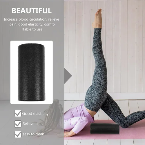 Vista 4 de Mikinona Epp - Rodillo de yoga negro para masaje muscular y rodillo de espalda y piernas para fitness, pilates, tejido profundo, liberación