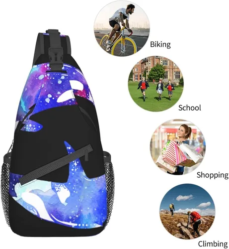 Vista 6 de LYNSAY Orca Killer Whale - Bolso cruzado en el pecho, bolso casual con correa, mochila de viaje ligera para hombres y mujeres para adultos
