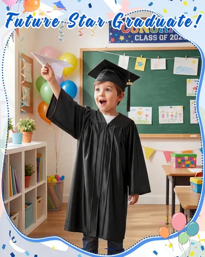 Vista 5 de Xuhal Juego de 8 gorros y batas de graduación preescolar para jardín de infantes, gorro de graduación para niños con borla de graduación 2026