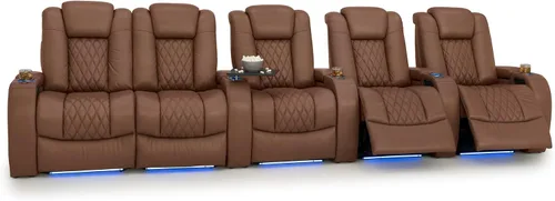 Vista 192 de Seatcraft Asiento de cine en casa Diamante Marrón Reclinable Individual
