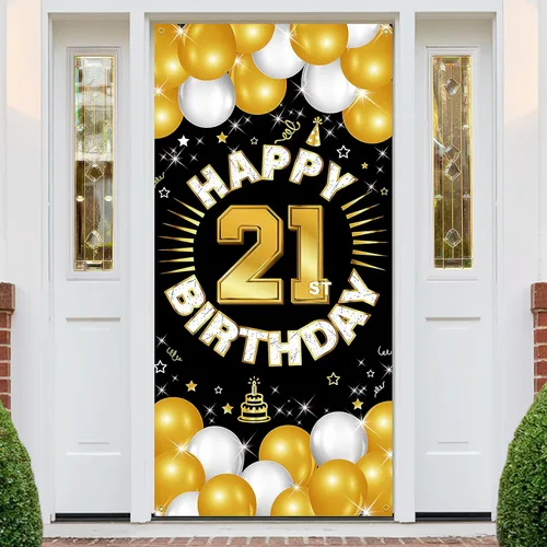 Vista 12 de Decoraciones de feliz cumpleaños número 16 para niños y niñas, pancarta de tela para cumpleaños de 16 años, suministros de fiesta de dieciséis años