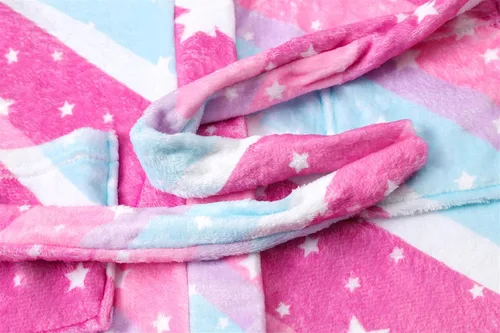 Vista 4 de SHUCHENG Bata de baño de forro polar con capucha para niñas, suave y mullida, para regalos, de 2 a 12 años