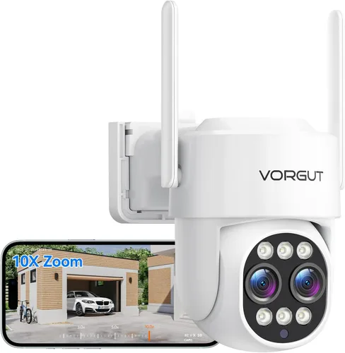Vista 9 de Cámara de seguridad inalámbrica para exteriores con monitor, 2 cámaras PTZ de doble lente 10X con zoom híbrido para vigilancia del hogar, visión