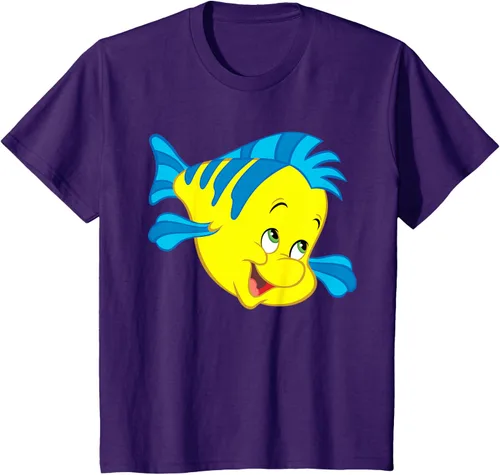 Vista 70 de Disney Camiseta de disfraz de cara grande de la Sirenita Flounder Sidekick