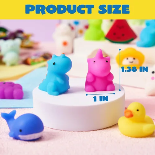 Vista 6 de JOYIN Mochi - Juego de juguetes squishy, paquete aleatorio de 25 mini squishy mochi, recuerdos de fiesta para niños, juguetes kawaii para aliviar